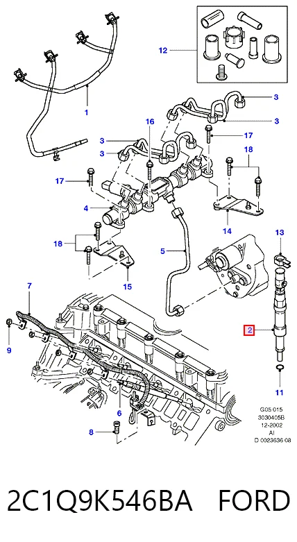 2C1Q9K546BA Ford Inyector de combustible