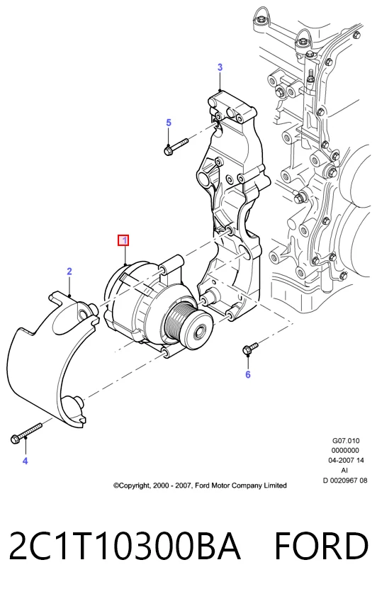 2C1T10300BA Ford Alternador de coche