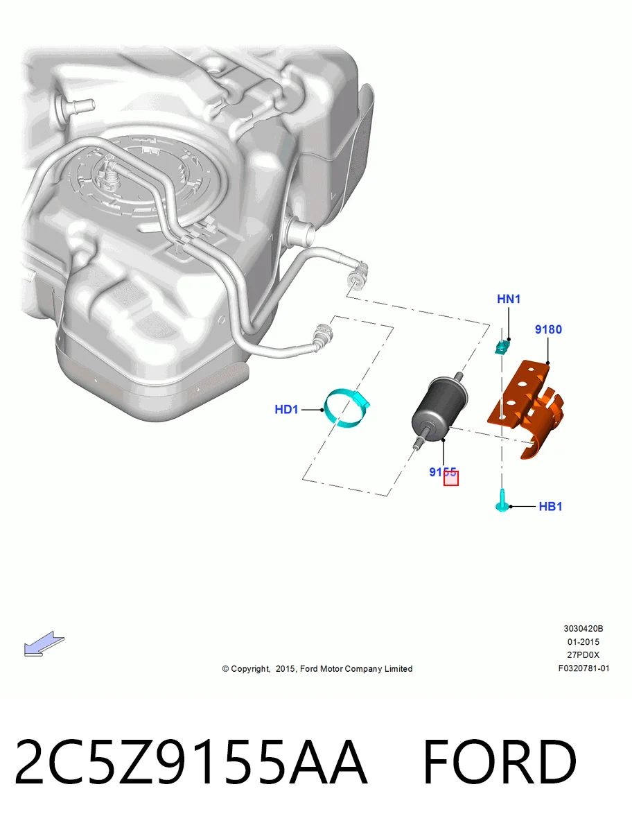 2C5Z9155AA Ford Filtro de gasolina