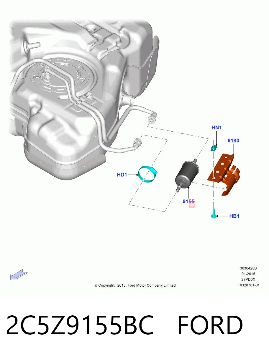 2C5Z9155BC Ford Filtro de gasolina