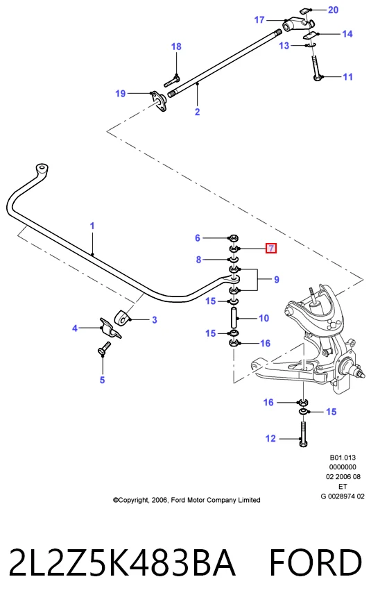 2L2Z5K483BA Ford Bieleta estabilizadora delantera