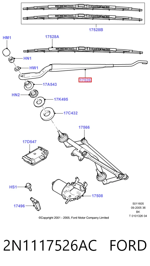 Brazo del limpiaparabrisas lavado de parabrisas para Ford Fusion  JU