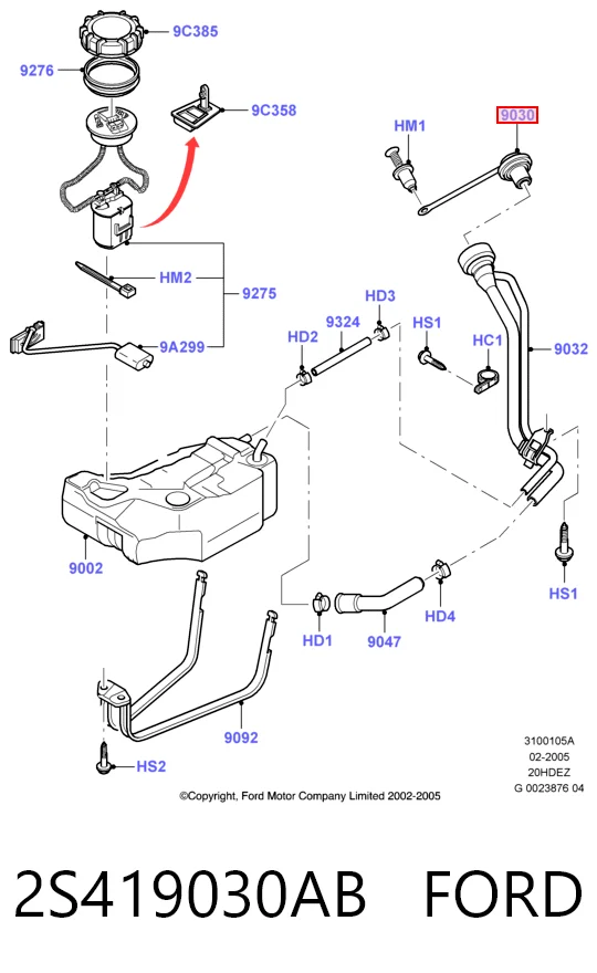 2S419030AB Ford Tapa tanque combustible