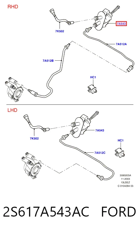 2S617A543AC Ford Cilindro maestro de clutch