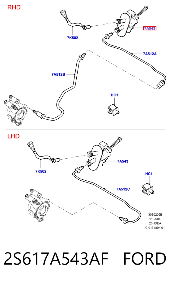2S617A543AF Ford Cilindro maestro de clutch