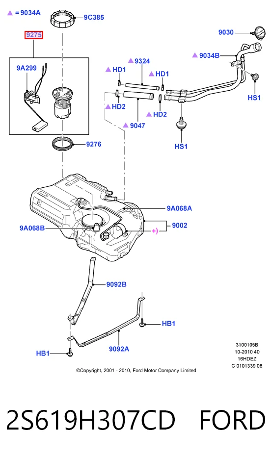 2S619H307CD Ford Módulo de alimentación de combustible