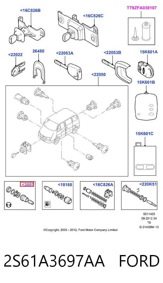 Cilindro de cierre, cerradura de encendido Ford Fiesta Mk5 hatchback (JH, JD) (2001 - 2008) precio, desde 19,44 EUR