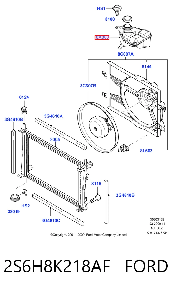 2S6H8K218AF Ford Depósito de expansión