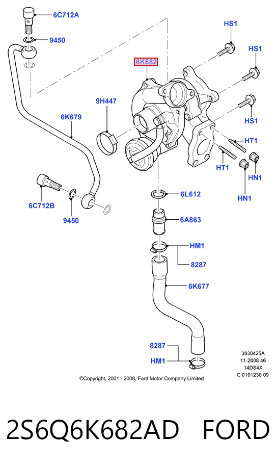 Turbocompresor 2S6Q6K682AD FORD