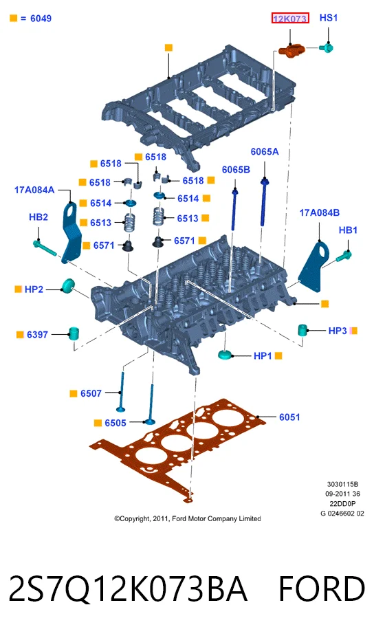 2S7Q12K073BA Ford Sensor posición arbol de levas