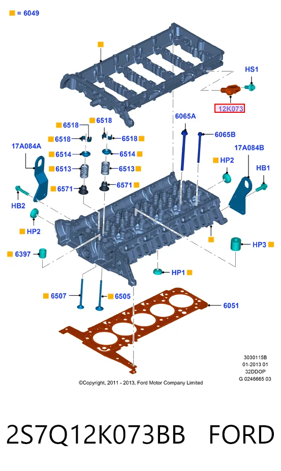 2S7Q12K073BB Ford Sensor posición arbol de levas