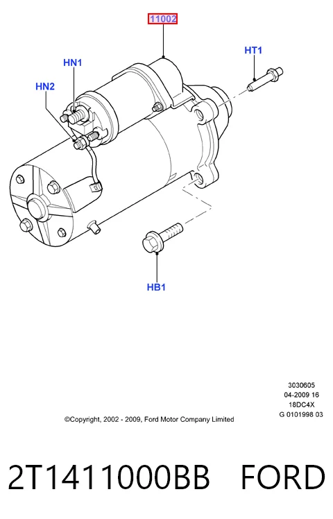 2T1411000BB Ford Arranque motores