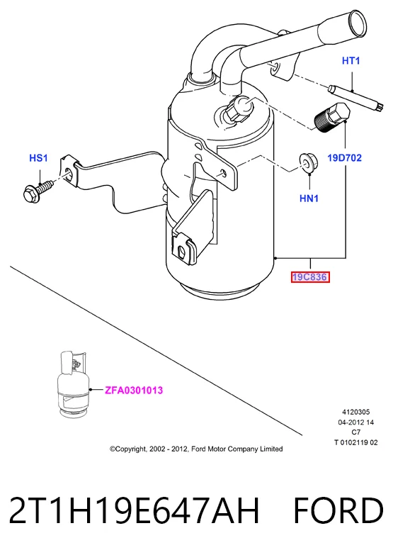 2T1H19E647AH Ford Filtro deshidratante aire acondicionado