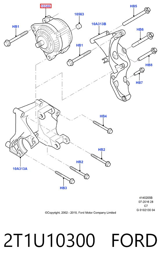 2T1U10300 Ford Alternador de coche