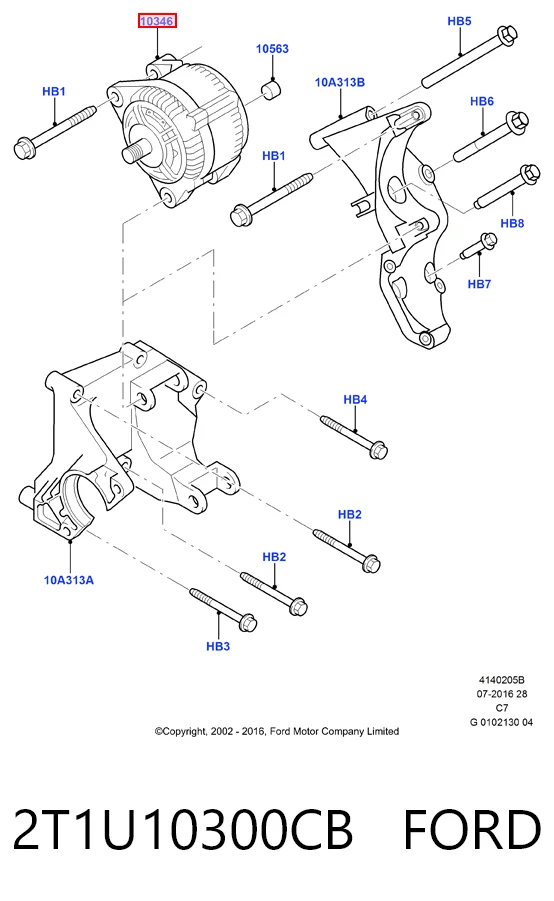 2T1U10300CB Ford Alternador de coche