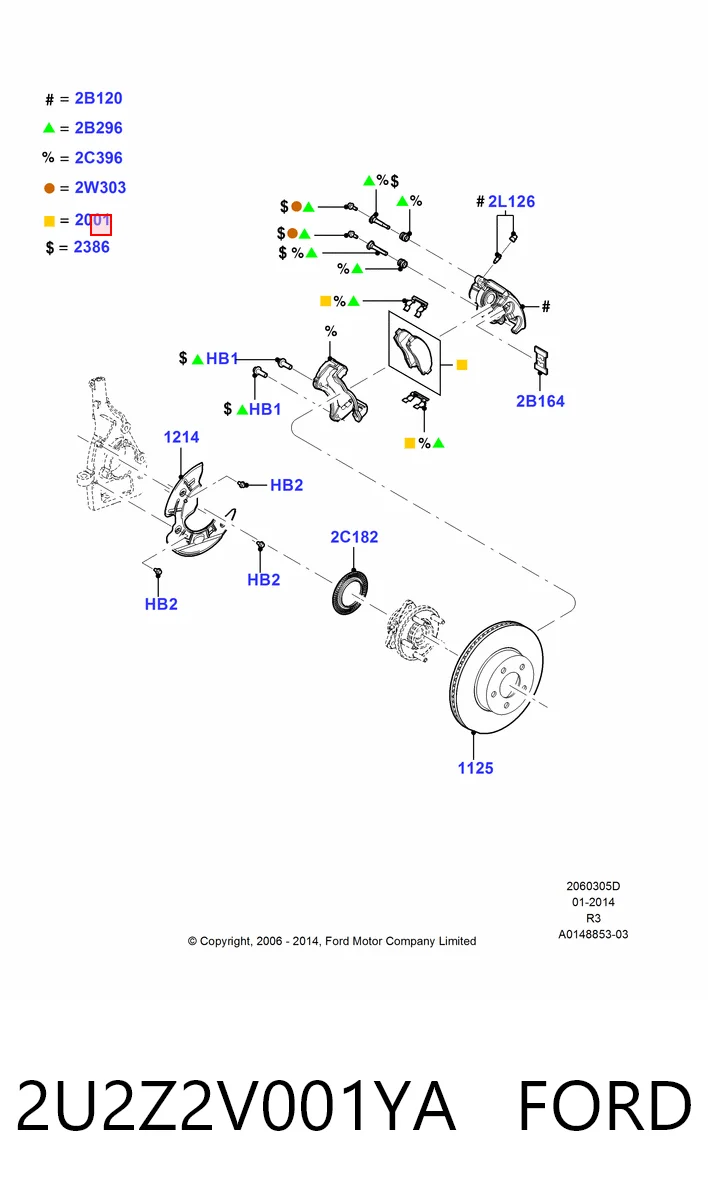 2U2Z2V001YA Ford Pastillas delanteras