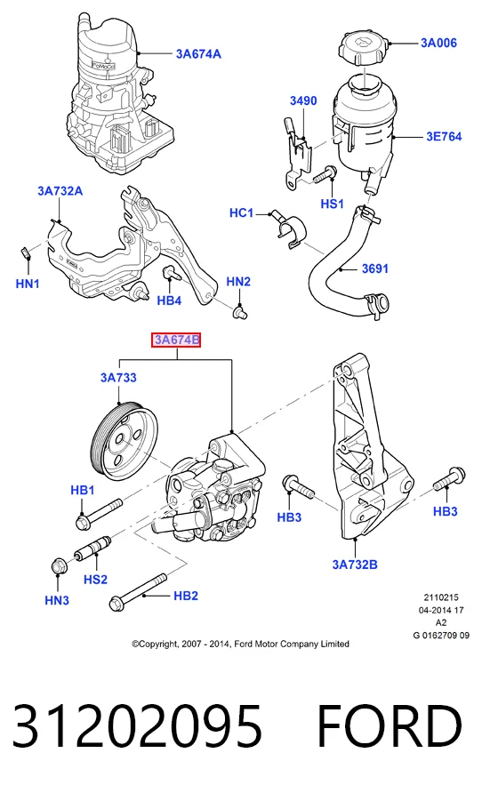 Bomba de dirección asistida 31202095 FORD