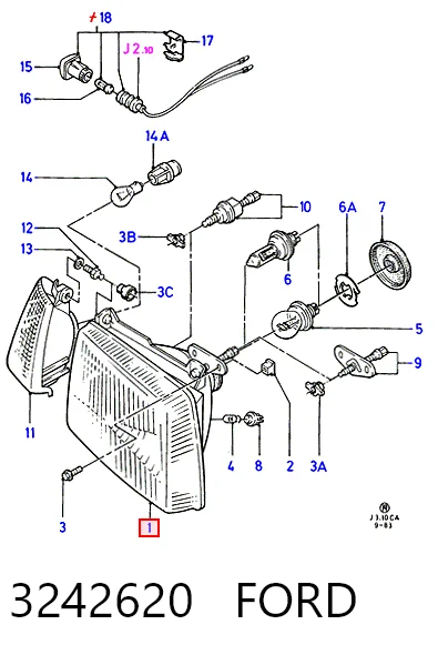 Faro delantero derecho Ford Escort III (GAA, AWA, ABFT, AVA)