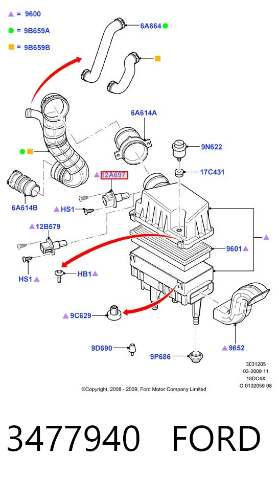 3477940 Ford Sensor de temperatura del aire de admisión