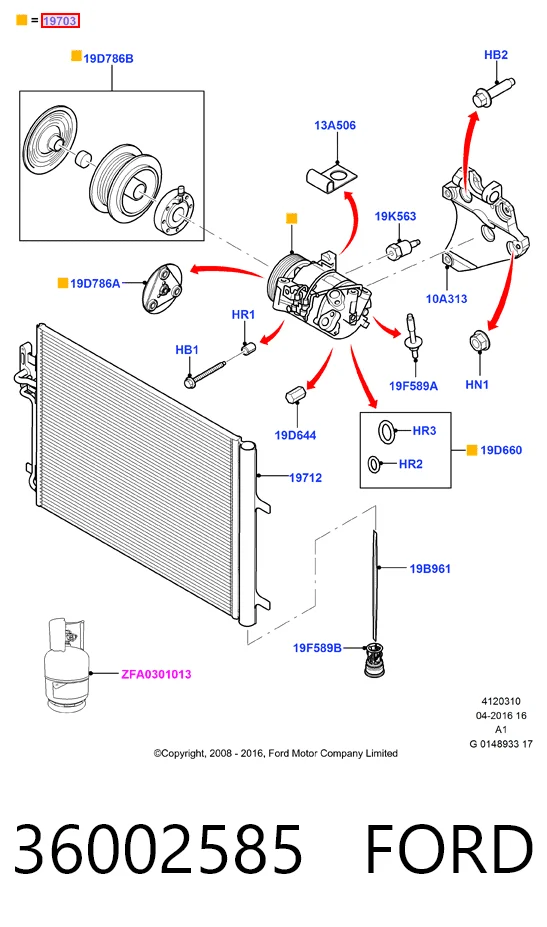 Compresor de aire acondicionado 36002585 FORD