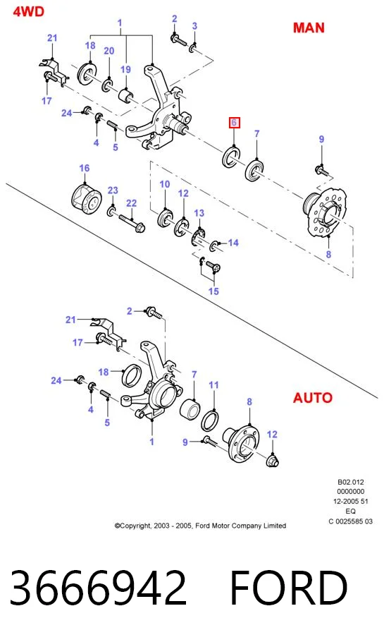Cojinete de rueda delantera 3666942 FORD