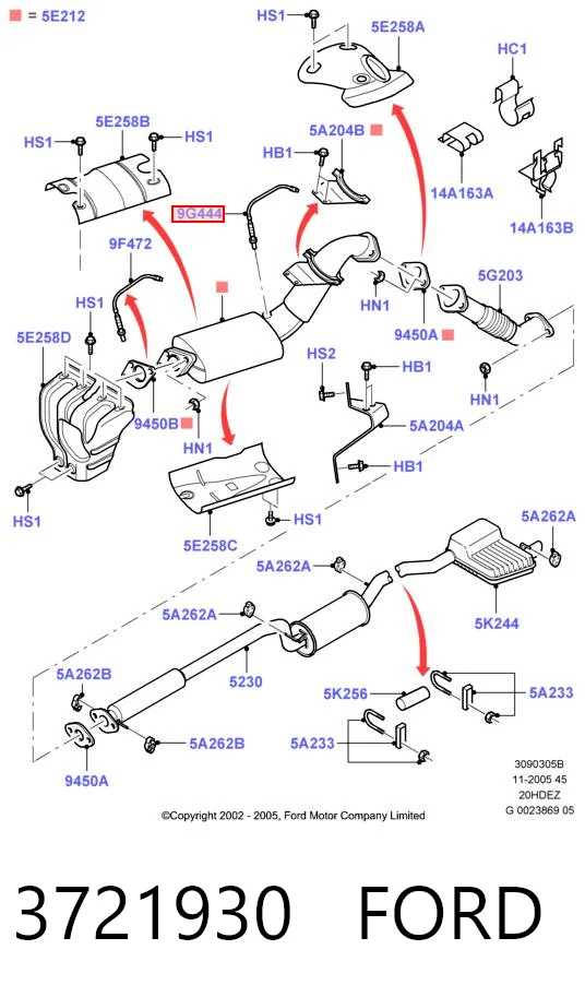 3721930 Ford Sonda lambda de oxígeno posterior al catalizador