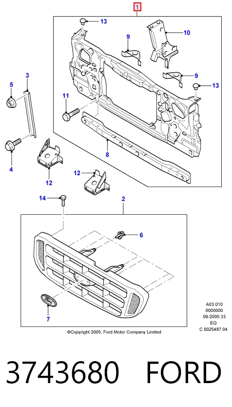 Soporte de radiador completo (panel de montaje para foco) Ford Ranger (2002-2006)