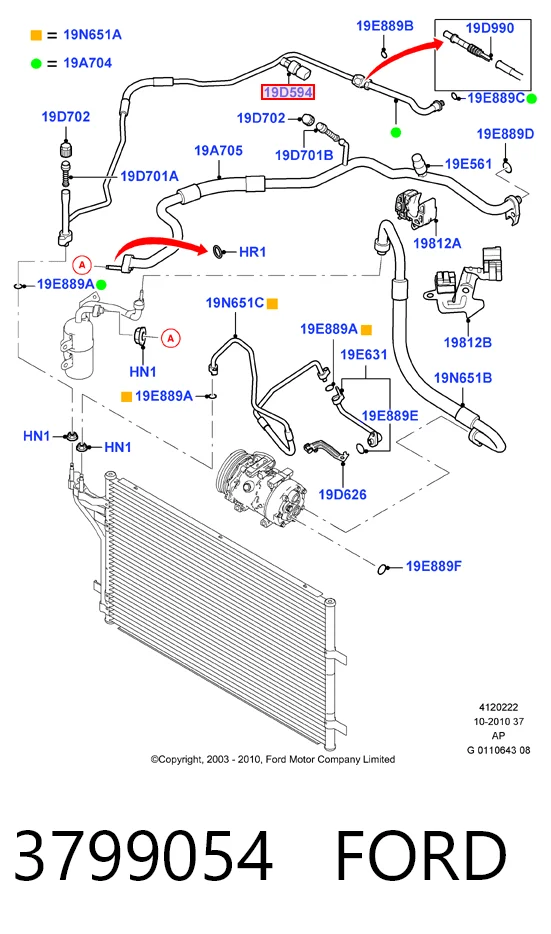 3799054 Ford Sensor de baja presion aire acondicionado