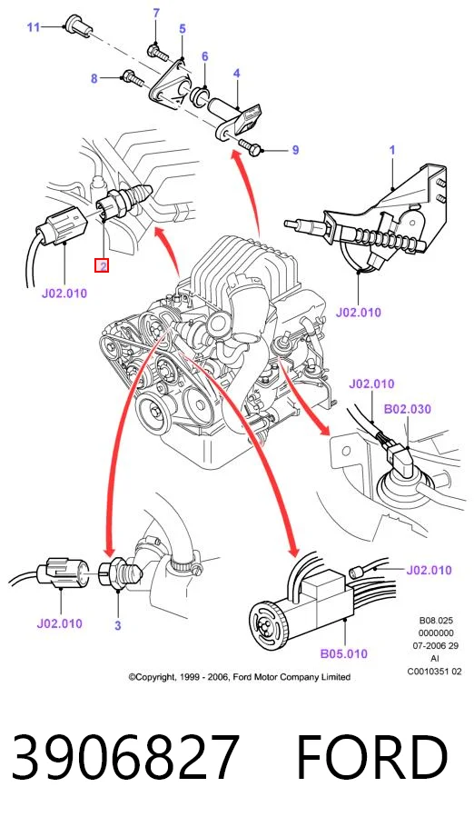 3906827 Ford Sensor de temperatura del aire de admisión