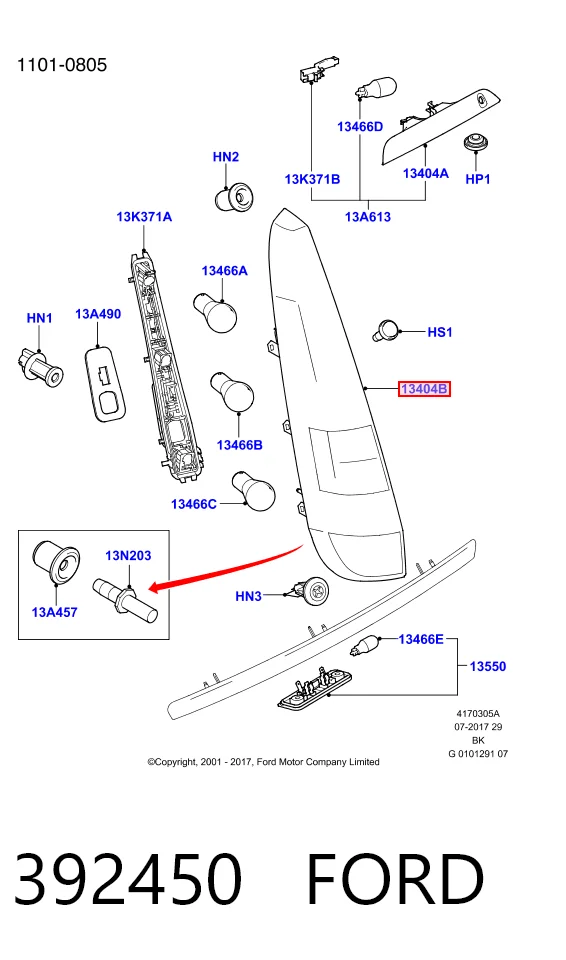 Piloto trasero derecho para Ford Fusion  JU