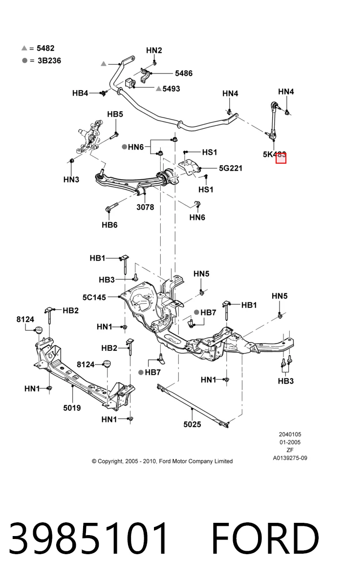 Soporte de la barra estabilizadora delantera Ford Mustang  ()