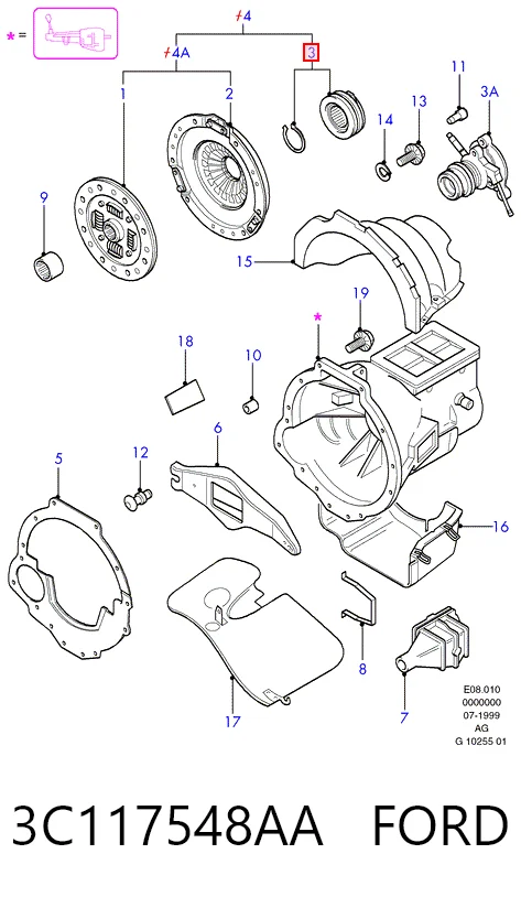 Cojinete de embrague 3C117548AA FORD