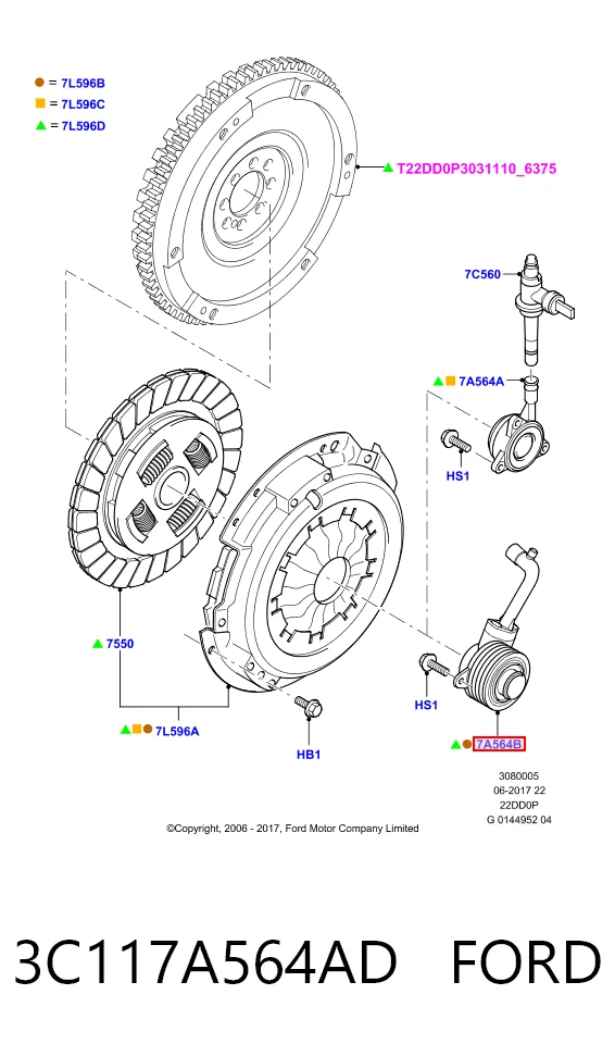 3C117A564AD Ford Desembrague central, embrague
