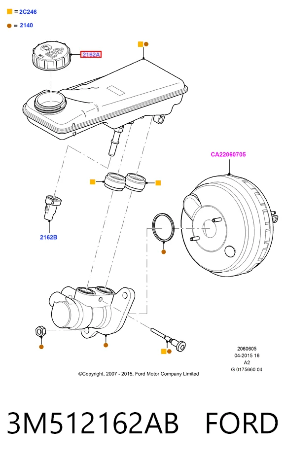 Tapa del depósito del cilindro maestro de freno 3M512162AB FORD