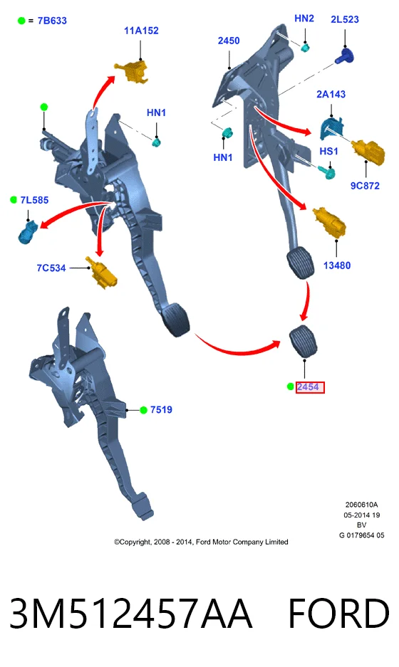 3M512457AA Ford Cubierta de pedal de freno