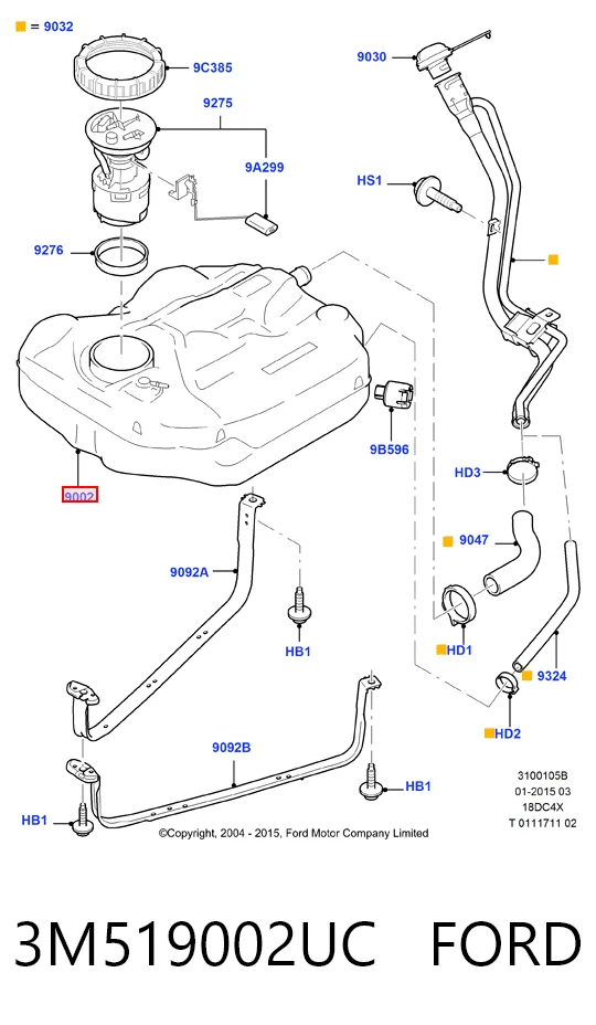Depósito de combustible 3M519002UC FORD