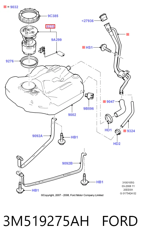 3M519275AH Ford Módulo de alimentación de combustible