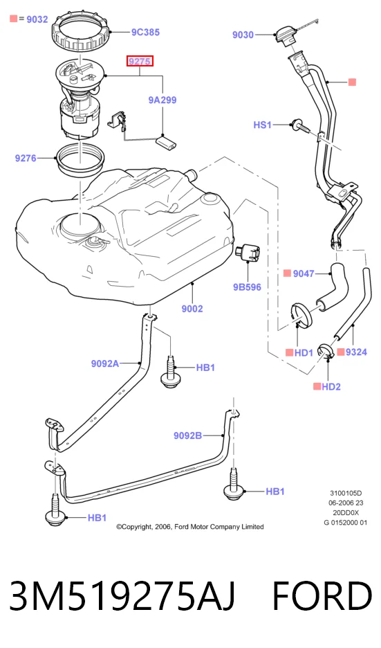3M519275AJ Ford Módulo de alimentación de combustible