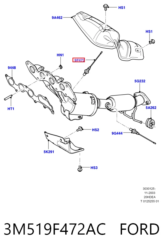 3M519F472AC Ford Sonda lambda de oxígeno posterior al catalizador