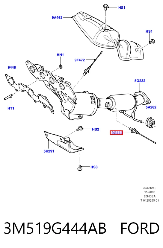 3M519G444AB Ford Sonda lambda de oxígeno posterior al catalizador