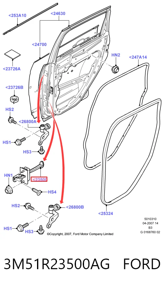3M51R23500AG Ford Limitador de apertura de puerta delantera