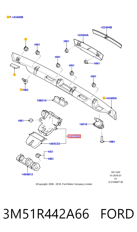 3M51R442A66 Ford Cierre del maletero
