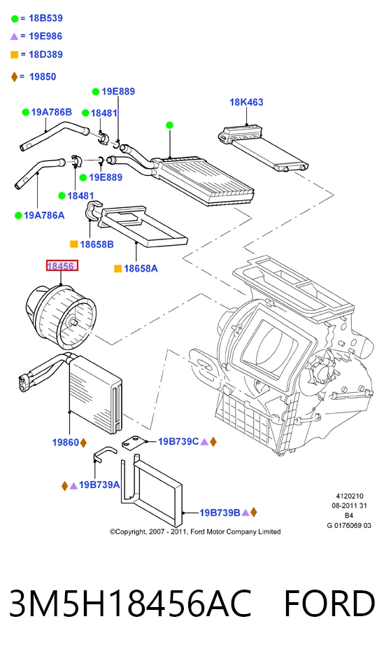 3M5H18456AC Ford Ventilador de habitáculo