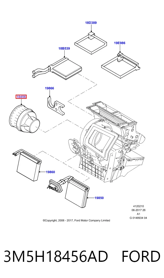 3M5H18456AD Ford Ventilador de habitáculo
