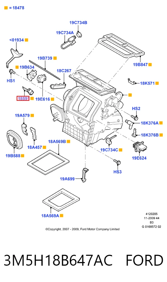 3M5H18B647AC Ford Resistencia de calefacción