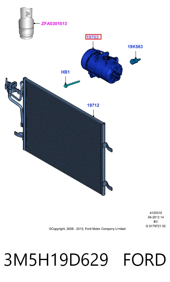 3M5H19D629 Ford Compresor climatizador