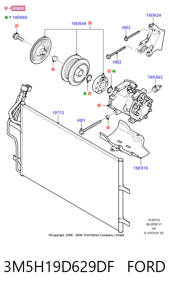 3M5H19D629DF Ford Compresor climatizador