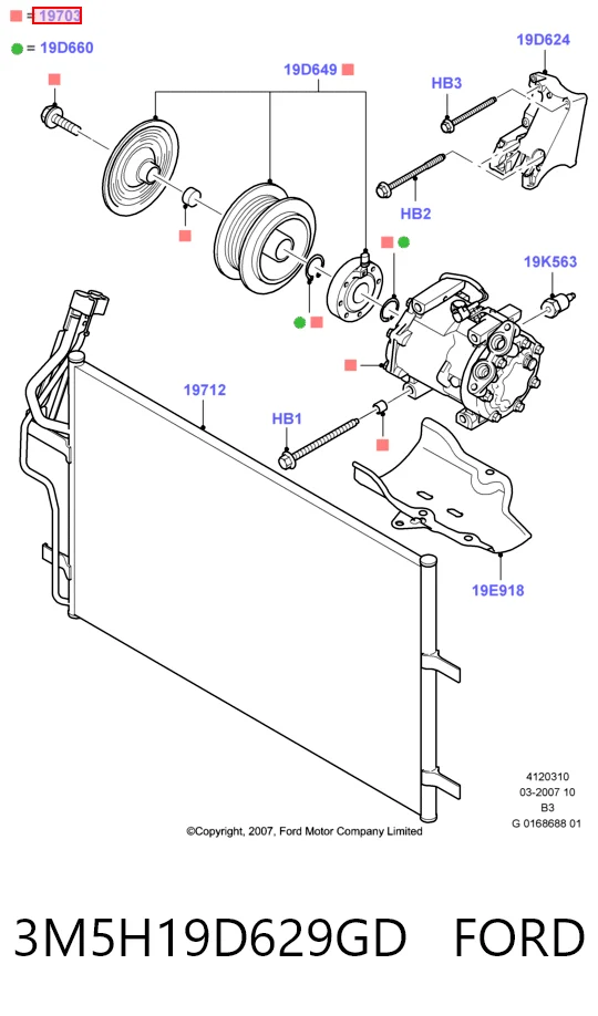 3M5H19D629GD Ford Compresor climatizador