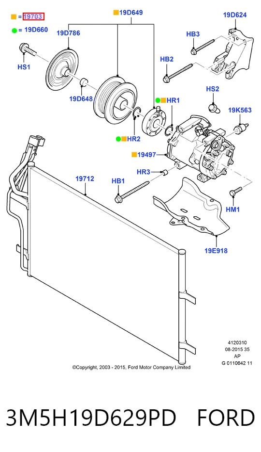3M5H19D629PD Ford Compresor climatizador