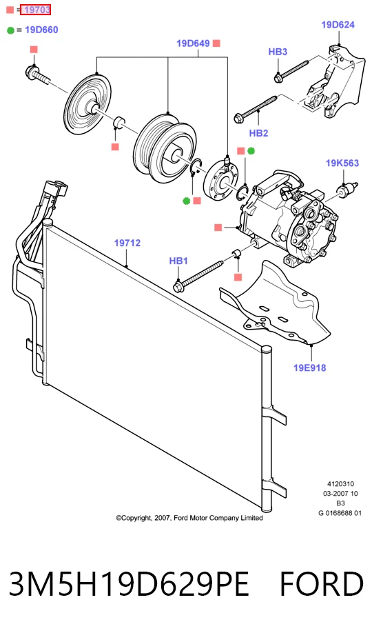 3M5H19D629PE Ford Compresor climatizador